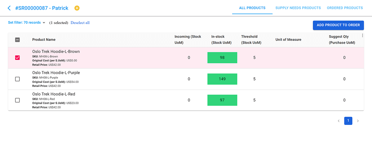 Retail management PWA: creating purchase order